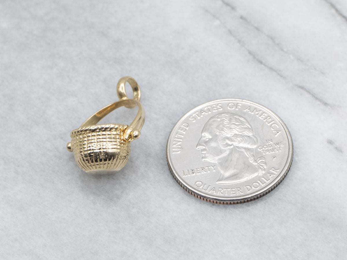 Yellow Gold Nantucket Basket Charm Pendant