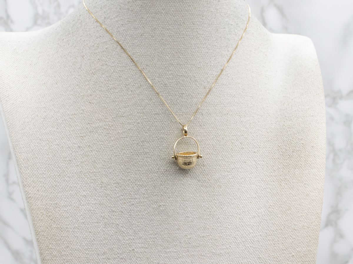 Yellow Gold Nantucket Basket Charm Pendant