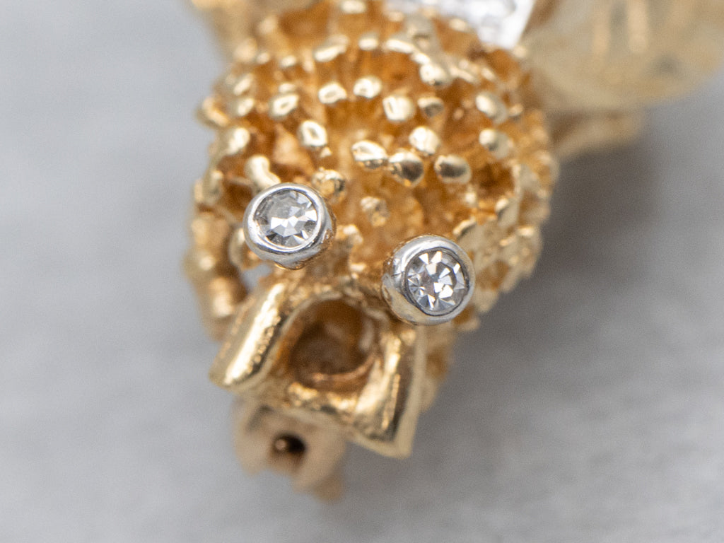 Diamond Yellow Gold and Platinum Flying Insect Pin