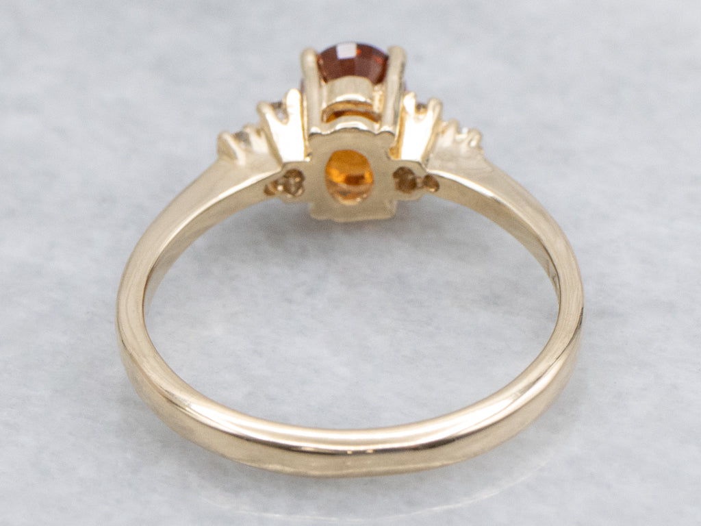 Hessonite Garnet and Diamond Gold Virginia Ring by Elizabeth Henry