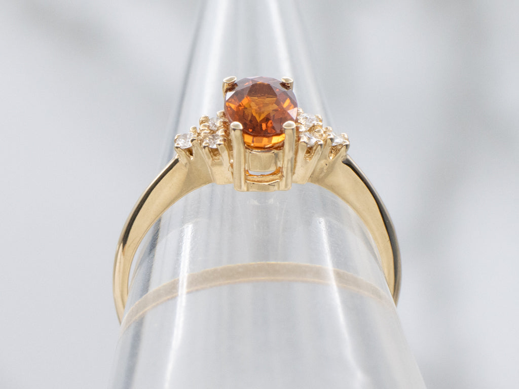 Hessonite Garnet and Diamond Gold Virginia Ring by Elizabeth Henry