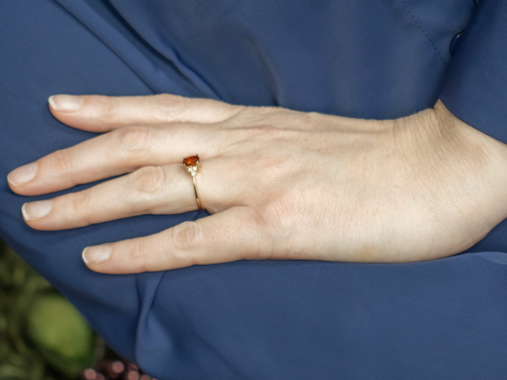 Hessonite Garnet and Diamond Gold Virginia Ring by Elizabeth Henry