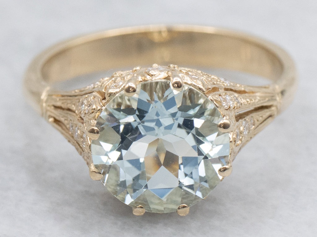Aquamarine and Diamond Kennedy Ring by Elizabeth Henry