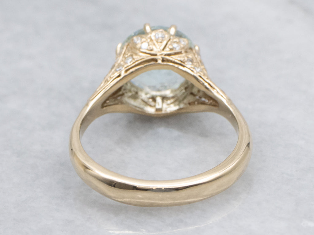 Aquamarine and Diamond Kennedy Ring by Elizabeth Henry