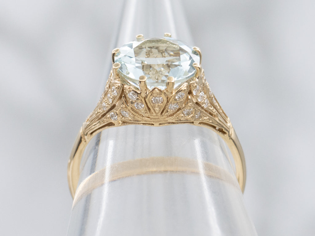Aquamarine and Diamond Kennedy Ring by Elizabeth Henry