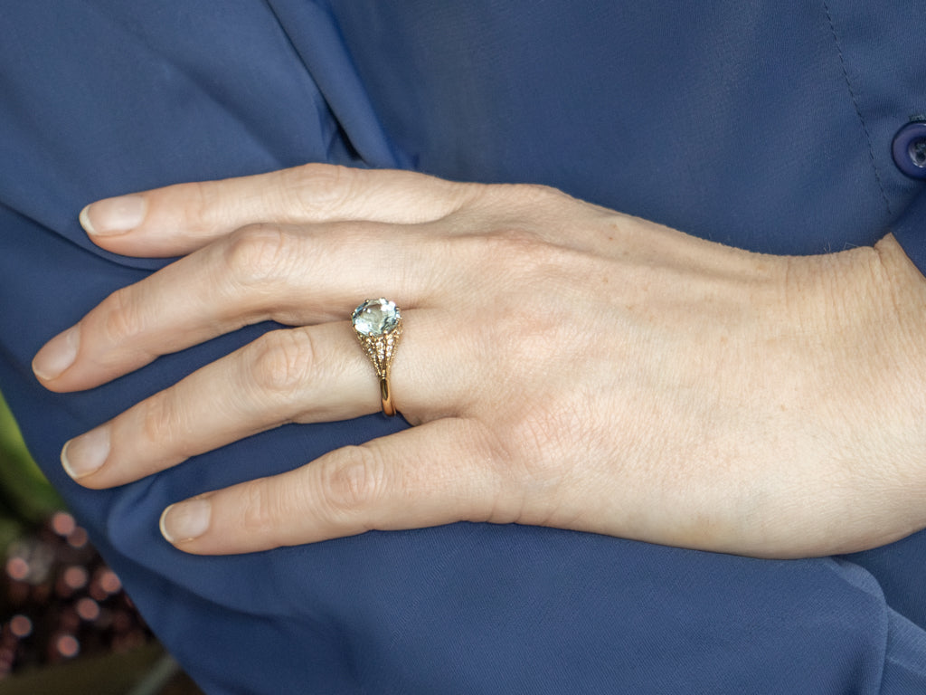 Aquamarine and Diamond Kennedy Ring by Elizabeth Henry