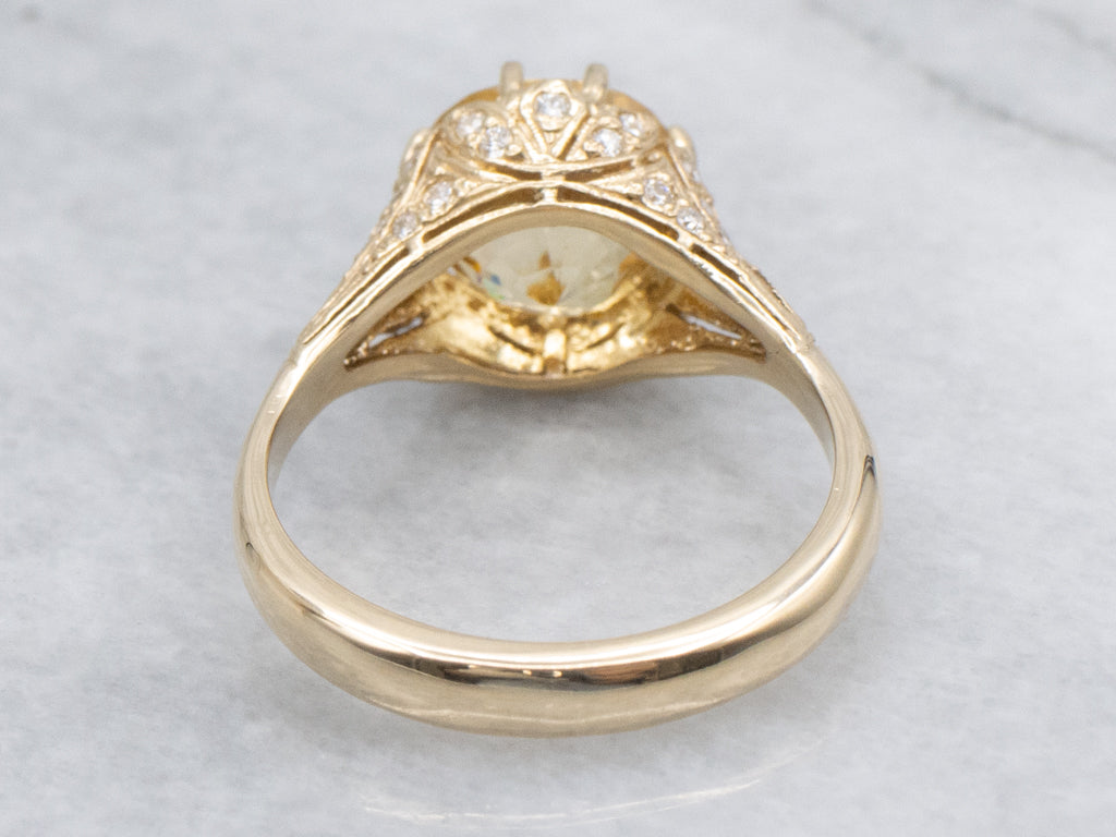 Golden Zircon and Diamond Gold Kennedy Ring by Elizabeth Henry