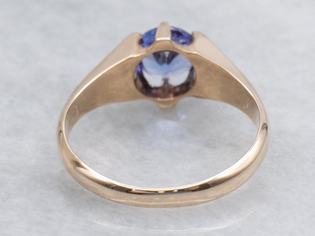 Tanzanite Gemstone Solitaire Yellow Gold Ring