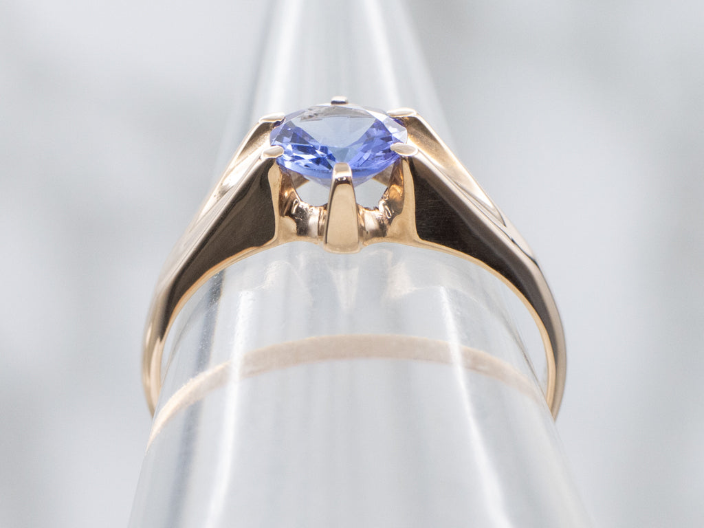 Tanzanite Gemstone Solitaire Yellow Gold Ring