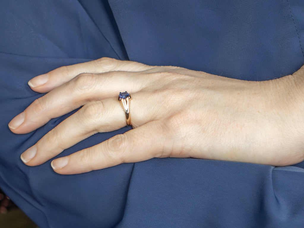 Tanzanite Gemstone Solitaire Yellow Gold Ring