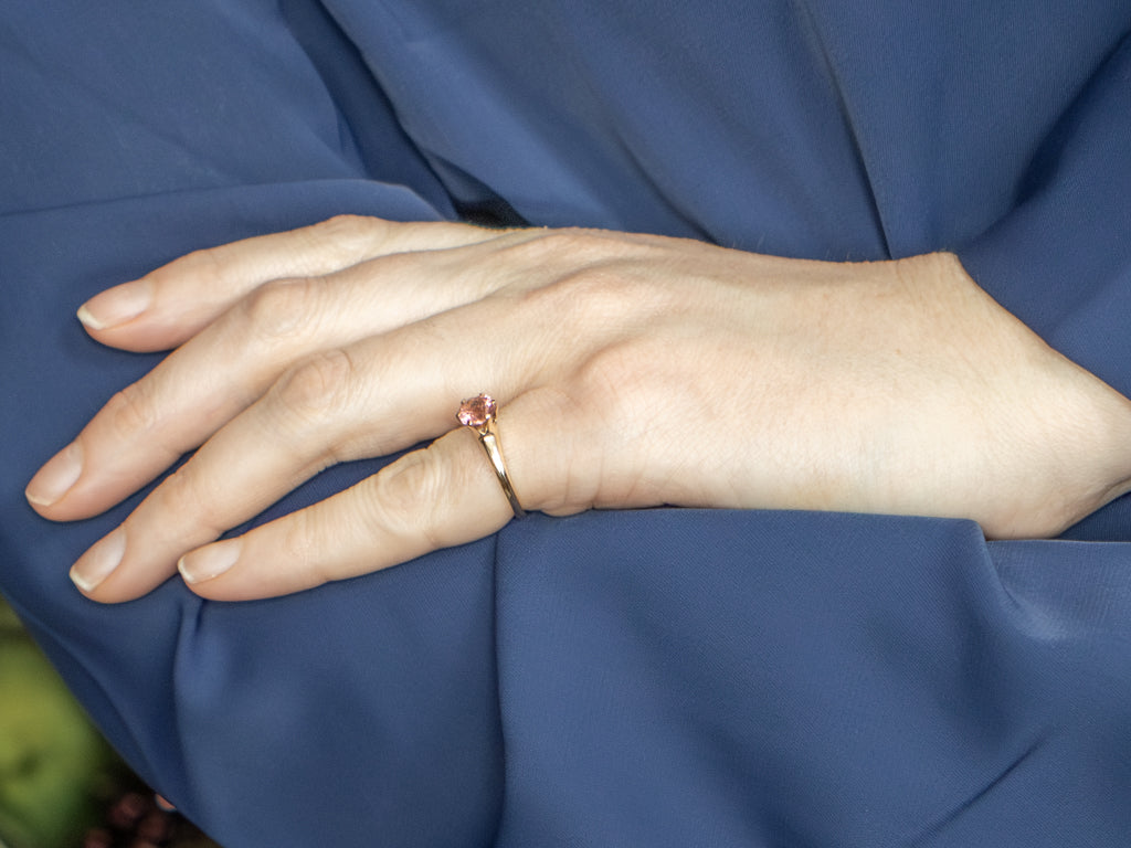 Pink Tourmaline Yellow Gold Solitaire Ring
