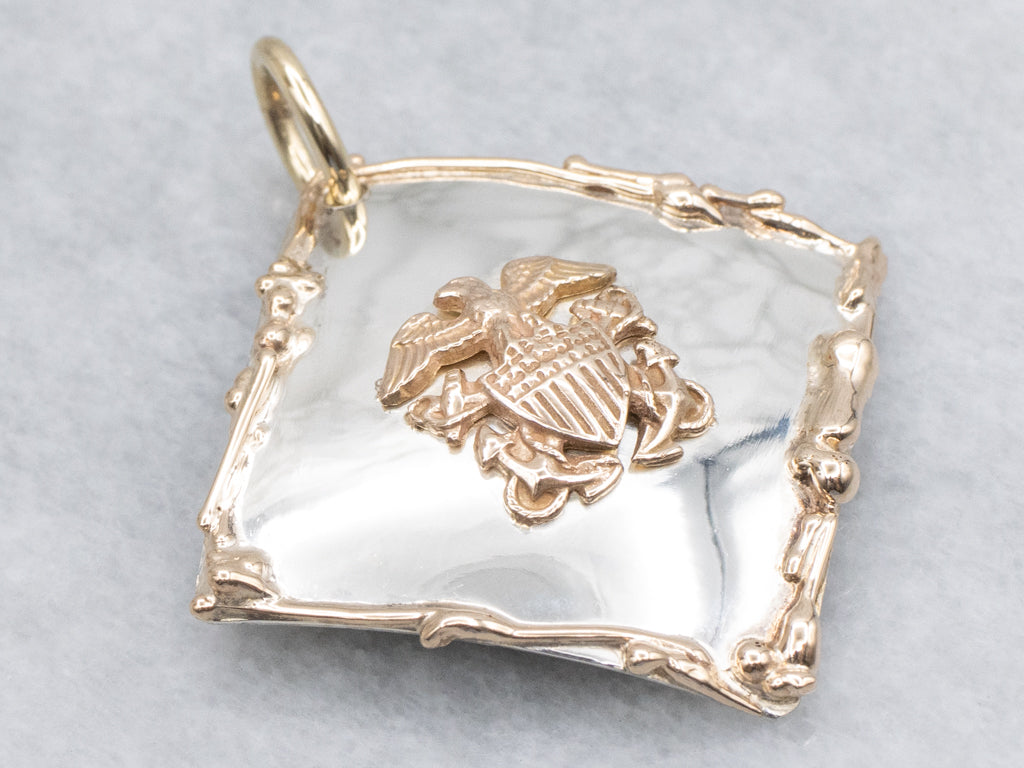 US Navy Symbol Sterling Silver and Yellow Gold Pendant