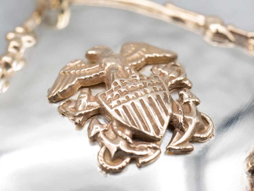 US Navy Symbol Sterling Silver and Yellow Gold Pendant