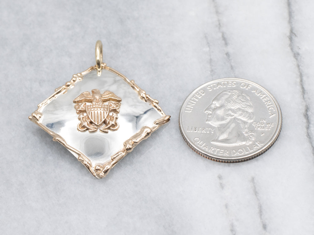 US Navy Symbol Sterling Silver and Yellow Gold Pendant
