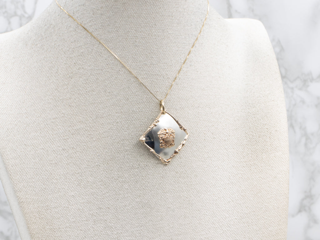 US Navy Symbol Sterling Silver and Yellow Gold Pendant