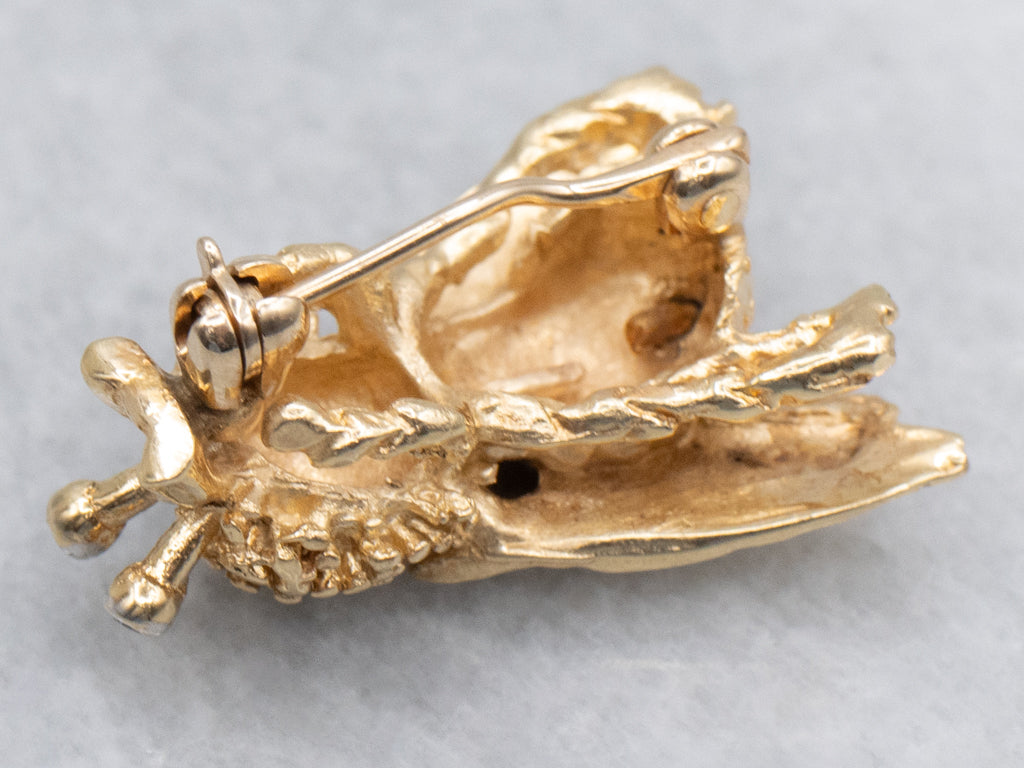 Diamond Yellow Gold and Platinum Flying Insect Pin