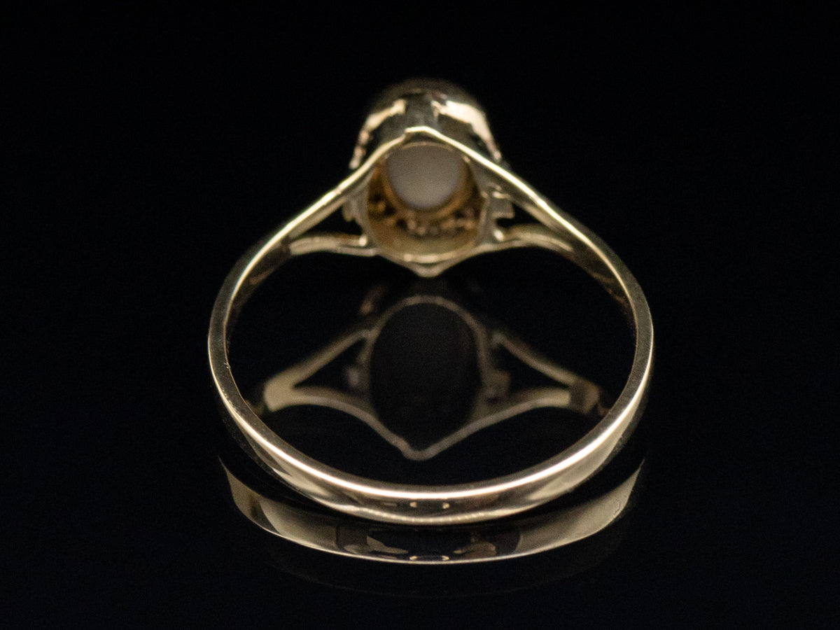 Bezel-Set Opal and Gold Solitaire Ring with Split Shank