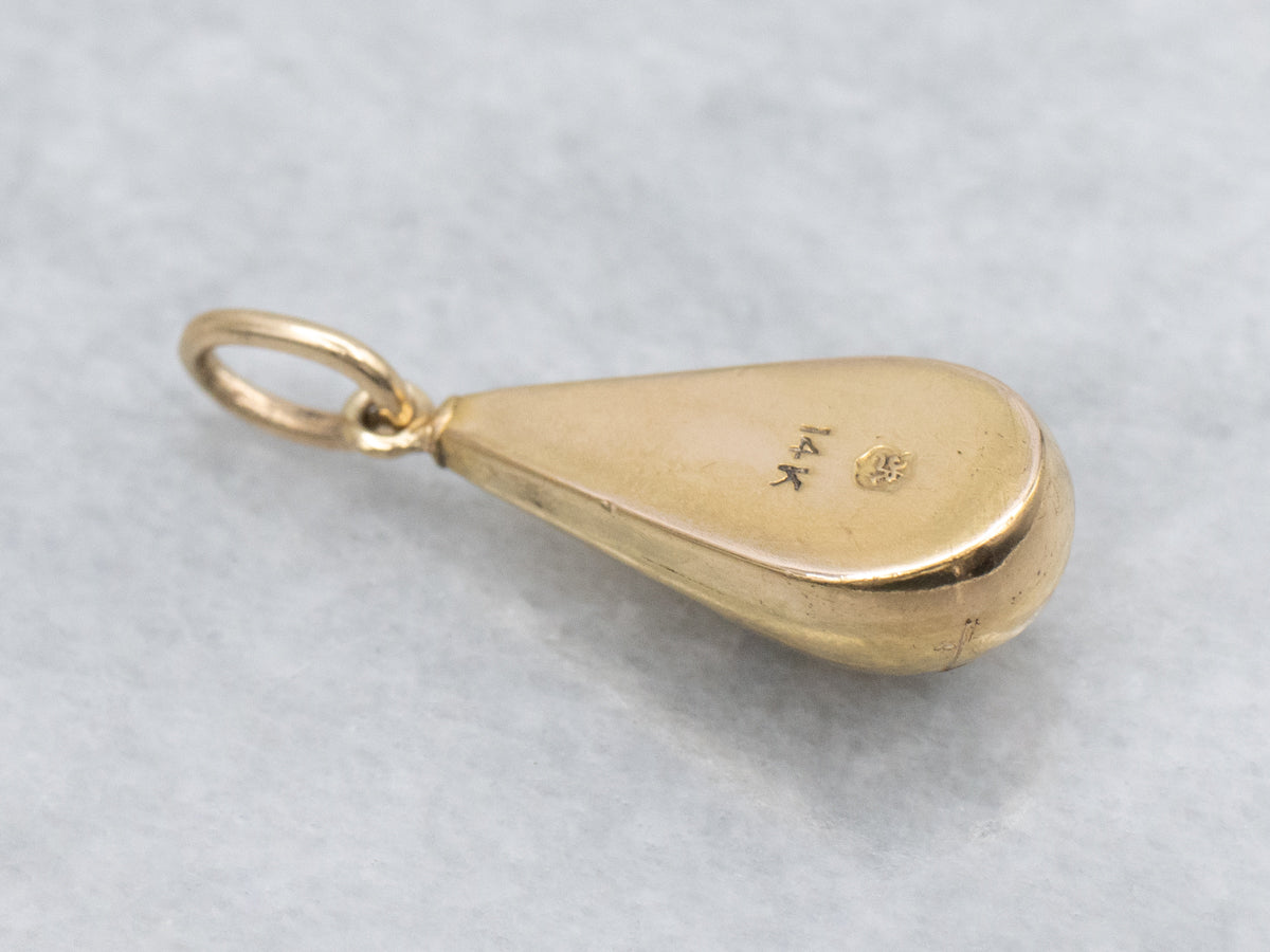 Flush Set Diamond Yellow Gold Teardrop Pendant