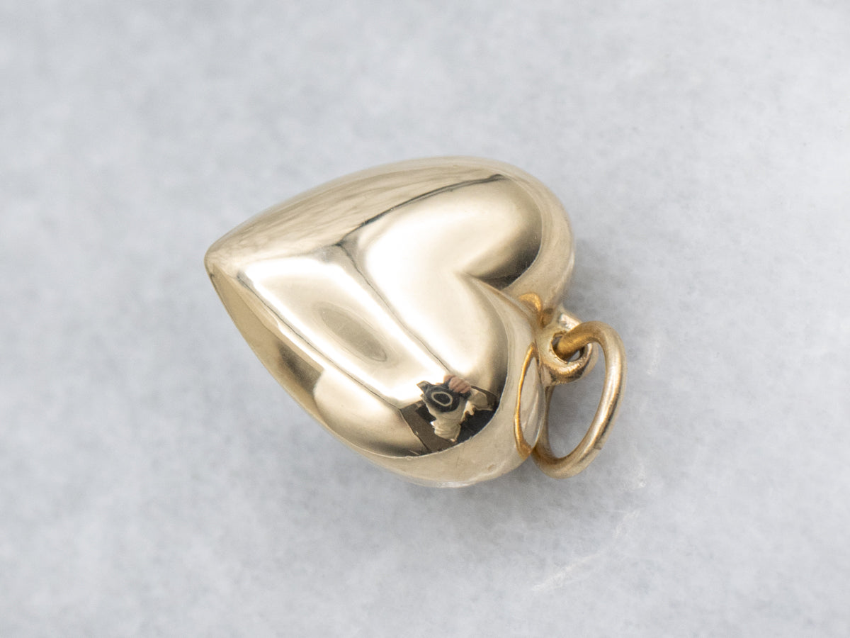 Diamond Solitaire Two-Tone Gold Heart Pendant