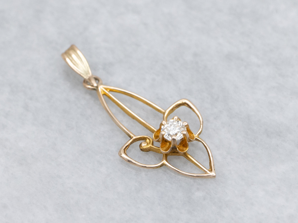Buttercup Set Diamond Yellow Gold Open Work Lavalier Pendant