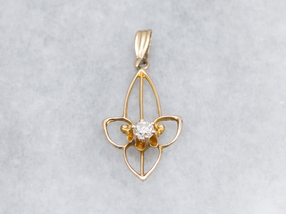 Buttercup Set Diamond Yellow Gold Open Work Lavalier Pendant