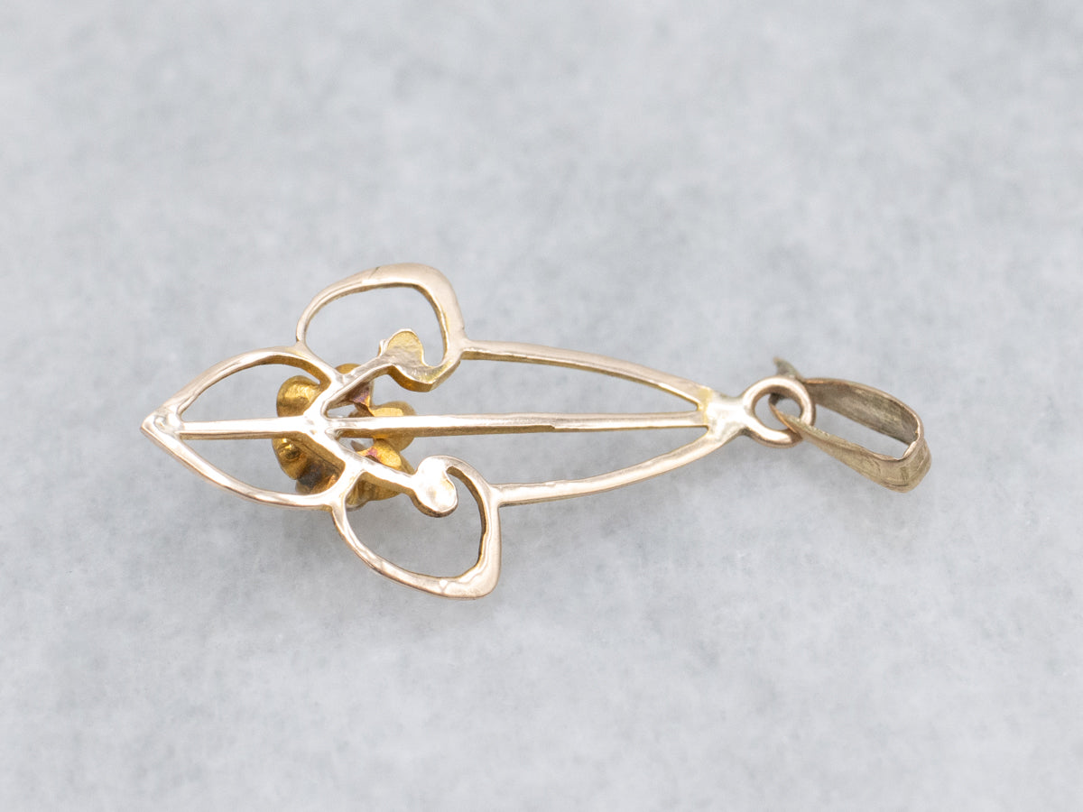 Buttercup Set Diamond Yellow Gold Open Work Lavalier Pendant