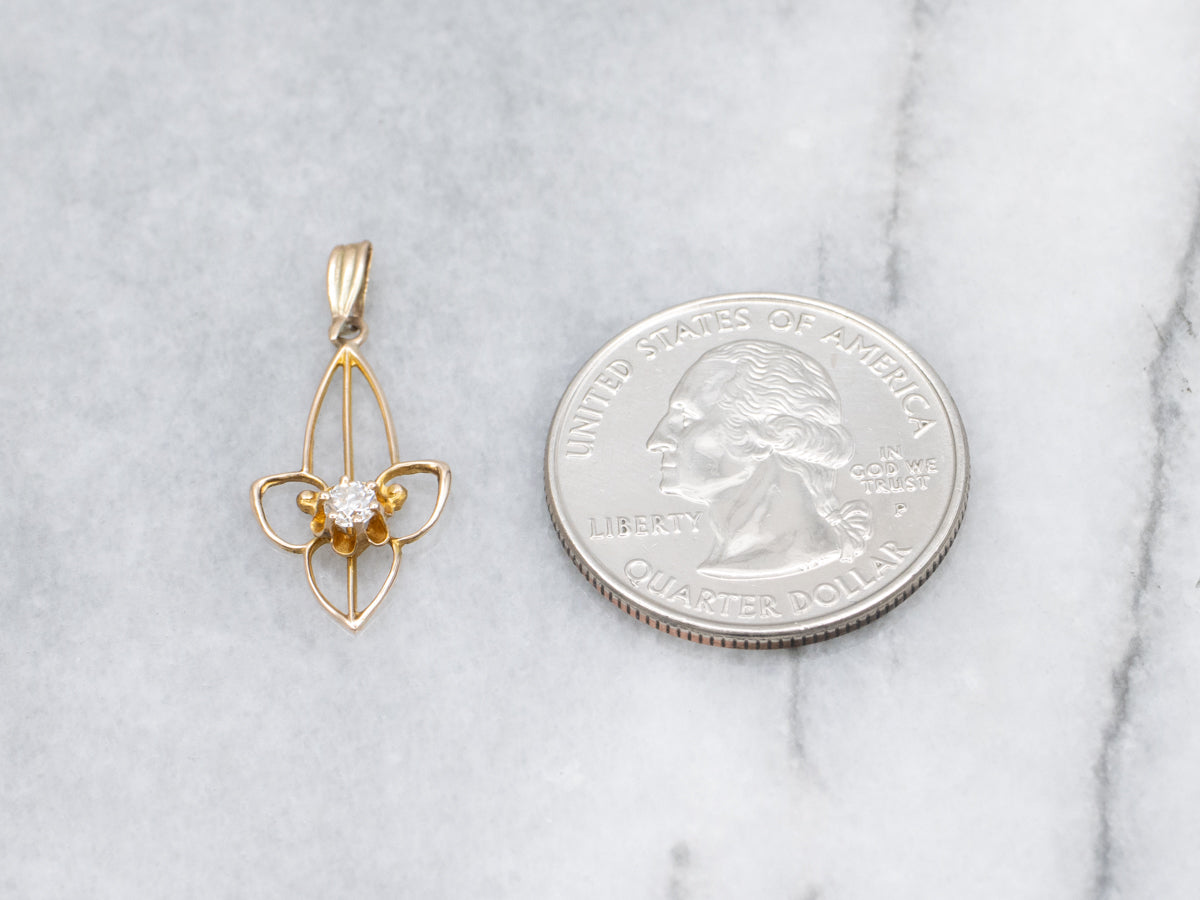 Buttercup Set Diamond Yellow Gold Open Work Lavalier Pendant