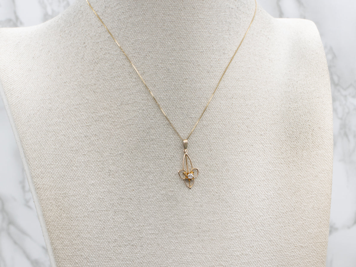 Buttercup Set Diamond Yellow Gold Open Work Lavalier Pendant