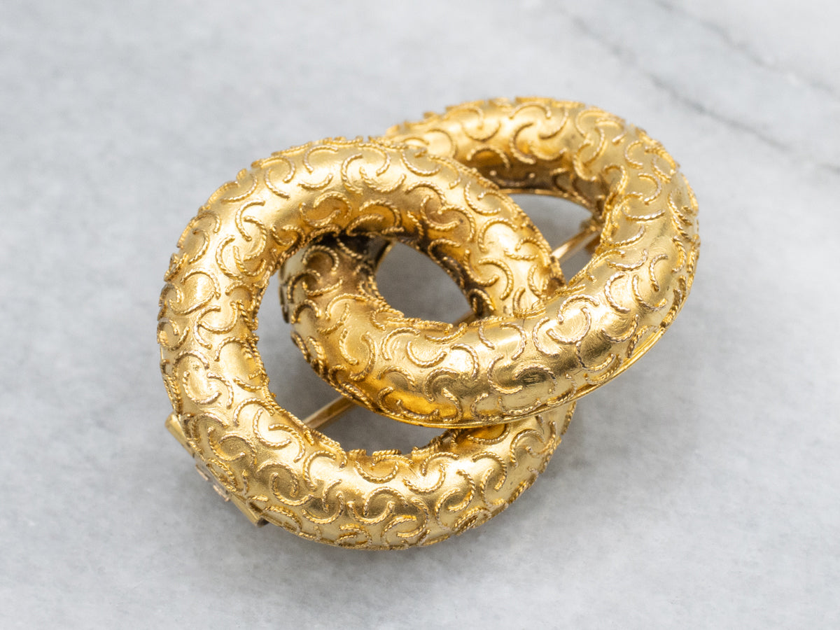 Etruscan Revival Interlocking Gold Brooch