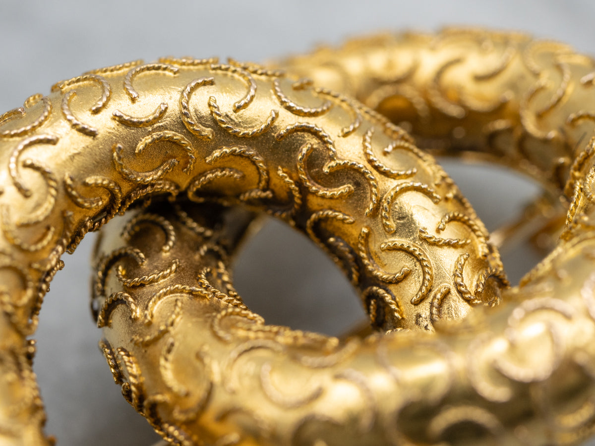 Etruscan Revival Interlocking Gold Brooch
