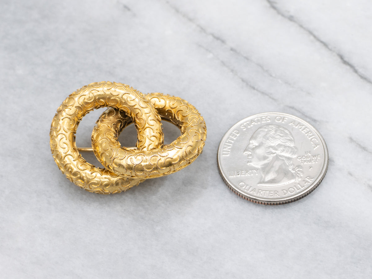 Etruscan Revival Interlocking Gold Brooch