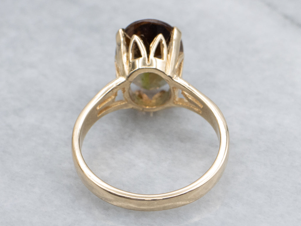 Yellow Gold Oval-Cut Andalusite Solitaire Ring