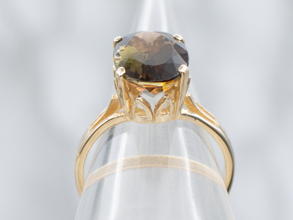 Yellow Gold Oval-Cut Andalusite Solitaire Ring