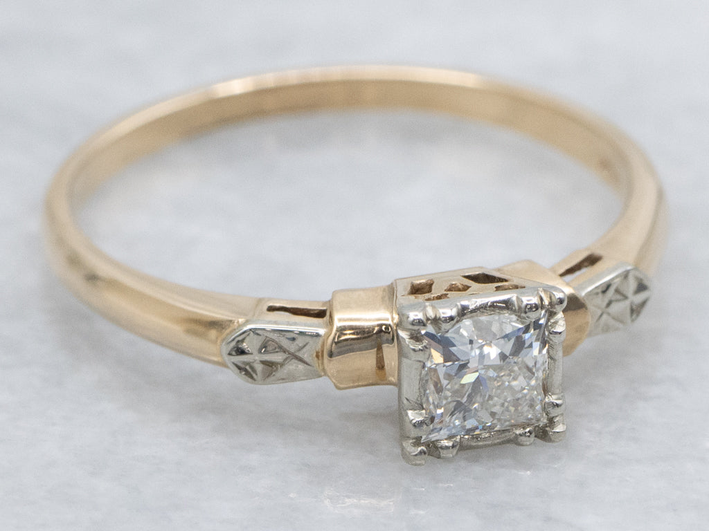 Retro Era Diamond Solitaire Engagement Ring