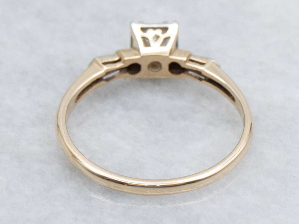 Retro Era Diamond Solitaire Engagement Ring