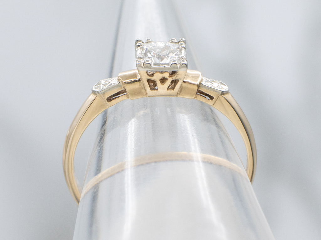 Retro Era Diamond Solitaire Engagement Ring