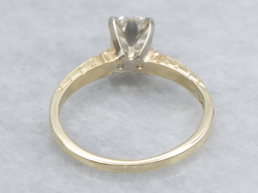 Hand-Engraved Oval-Cut Diamond Solitaire Engagement Ring