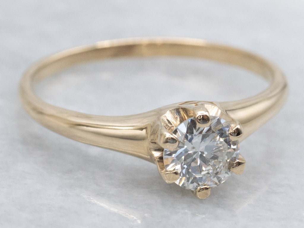 Yellow Gold GIA Certified Diamond Solitaire Engagement Ring