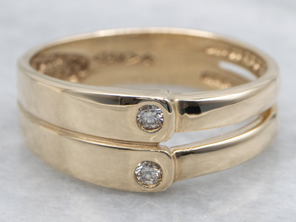 Diamond Yellow Gold Double Bypass Band