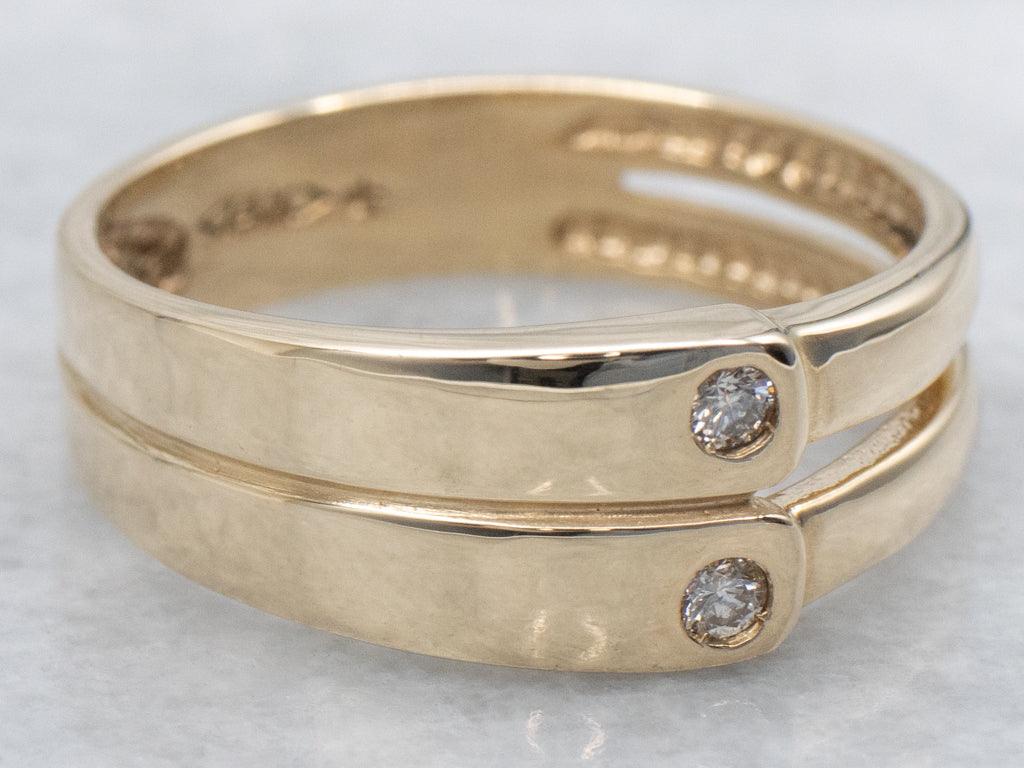 Diamond Yellow Gold Double Bypass Band
