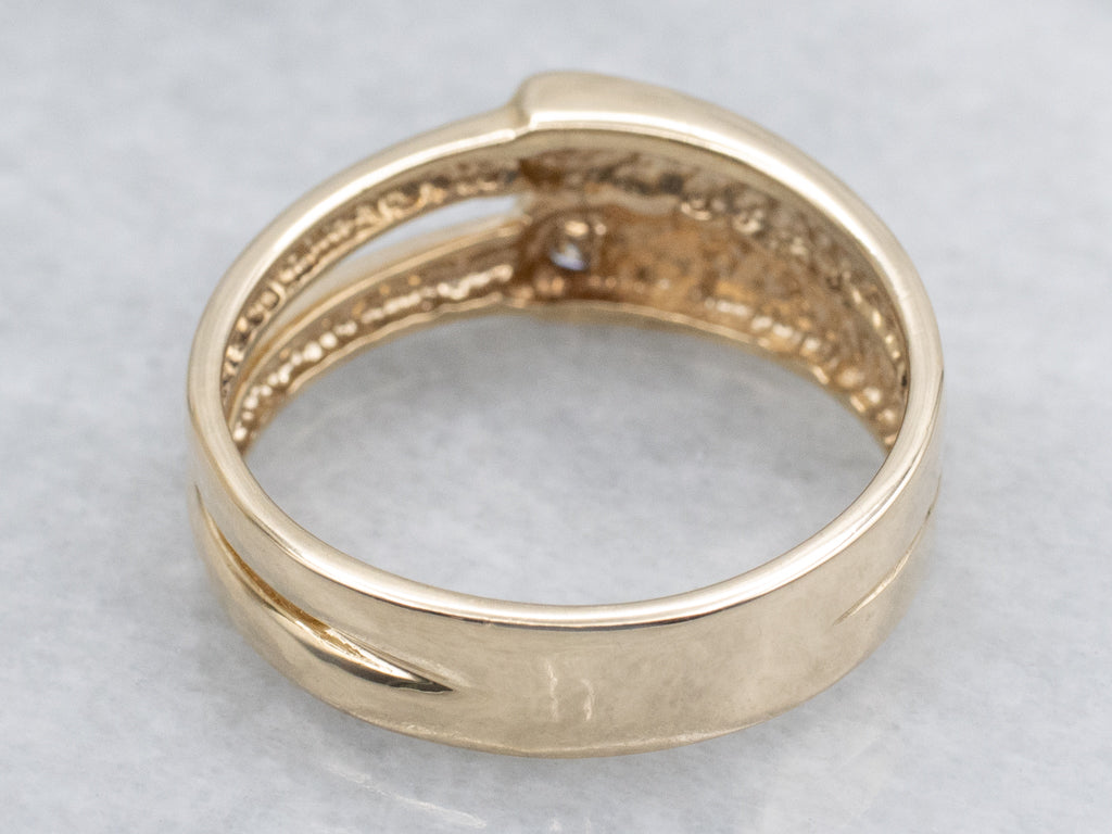 Diamond Yellow Gold Double Bypass Band