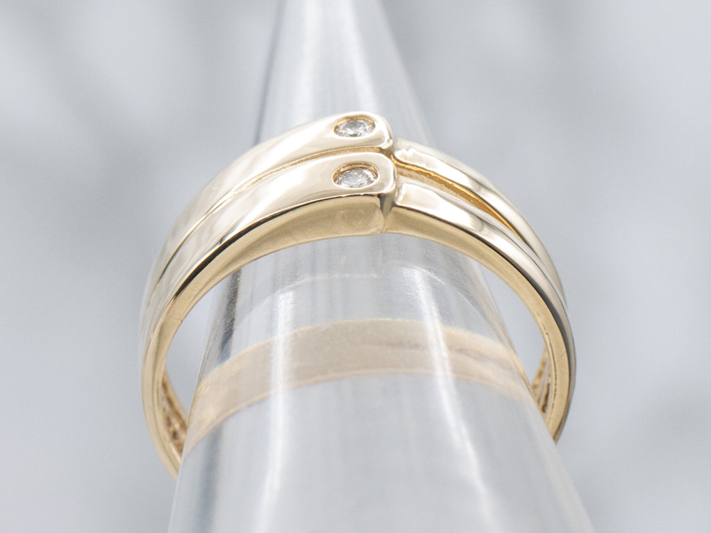 Diamond Yellow Gold Double Bypass Band
