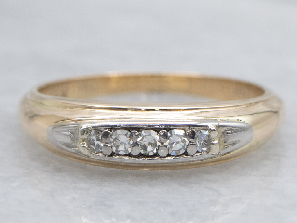 Vintage Orange Blossom Diamond Two-Tone Gold Band