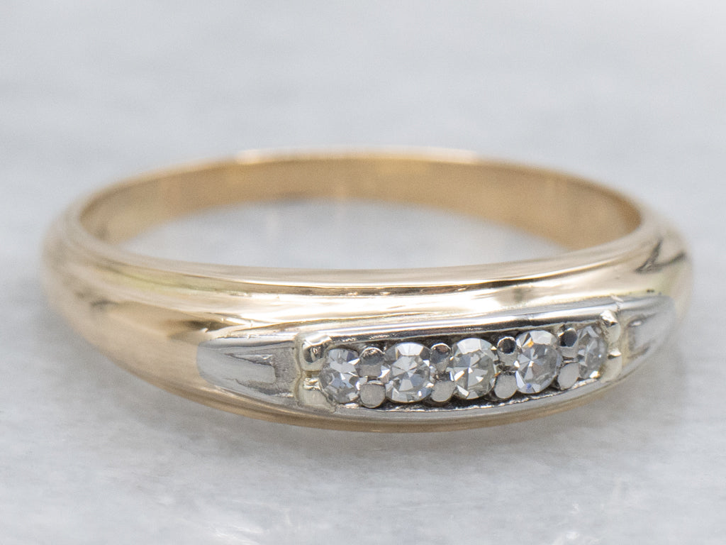 Vintage Orange Blossom Diamond Two-Tone Gold Band