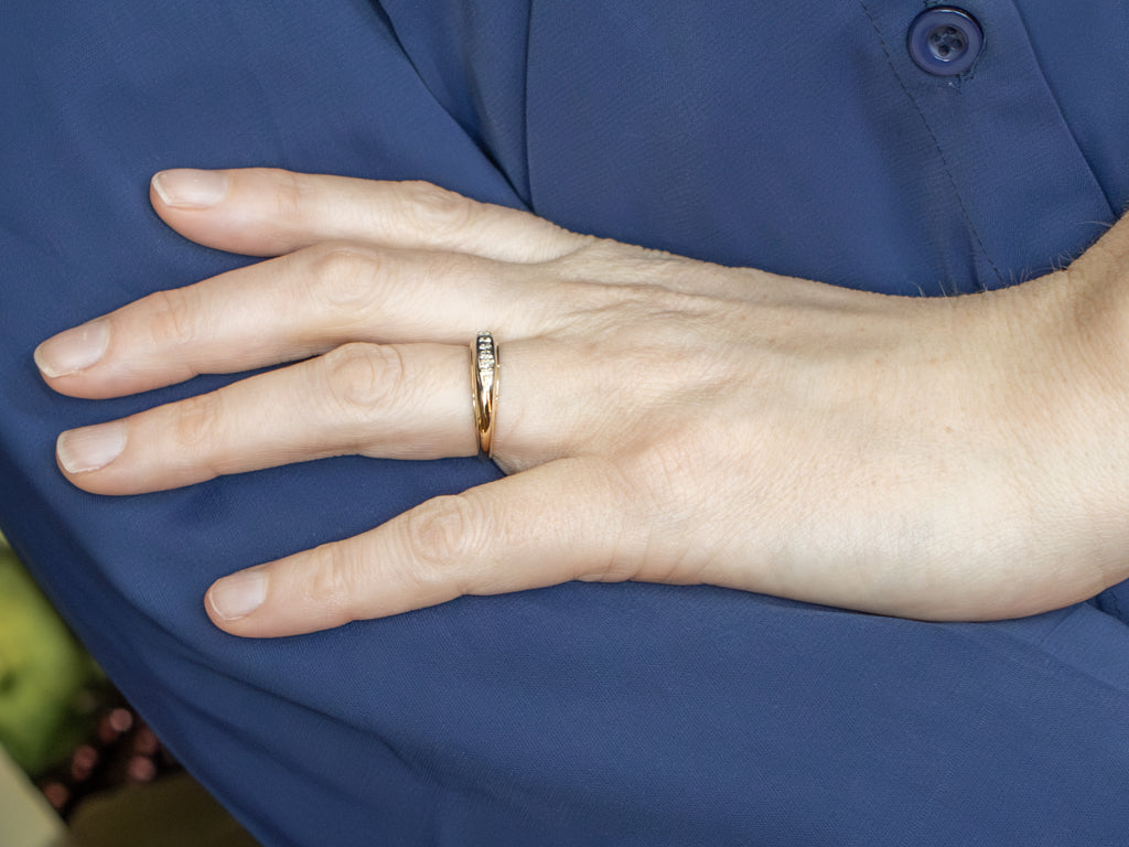 Vintage Orange Blossom Diamond Two-Tone Gold Band