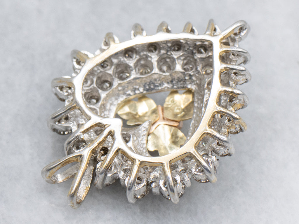 Floral Champagne Diamond Halo Heart Pendant