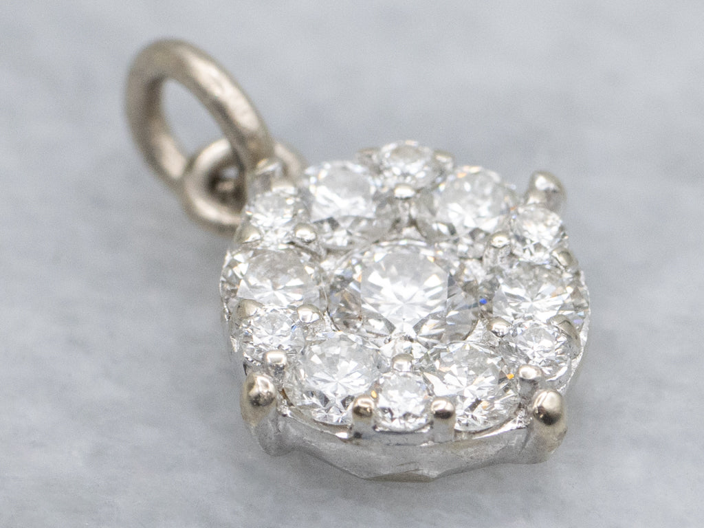White Gold Brilliant Diamond Cluster Pendant