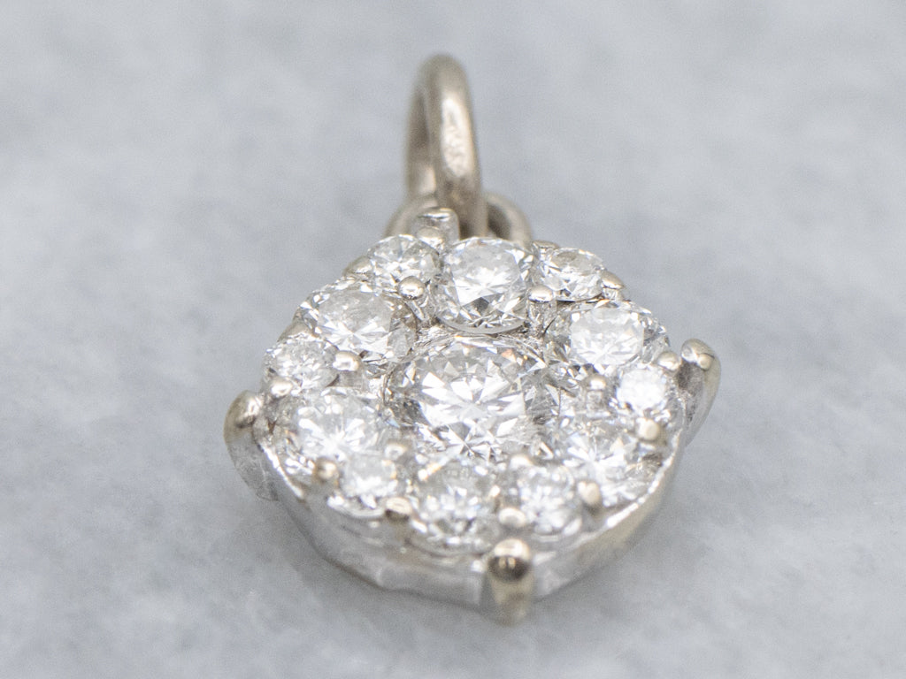 White Gold Brilliant Diamond Cluster Pendant