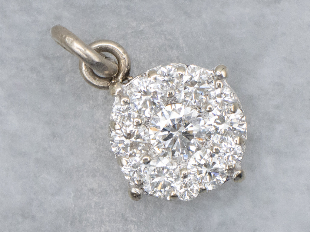 White Gold Brilliant Diamond Cluster Pendant