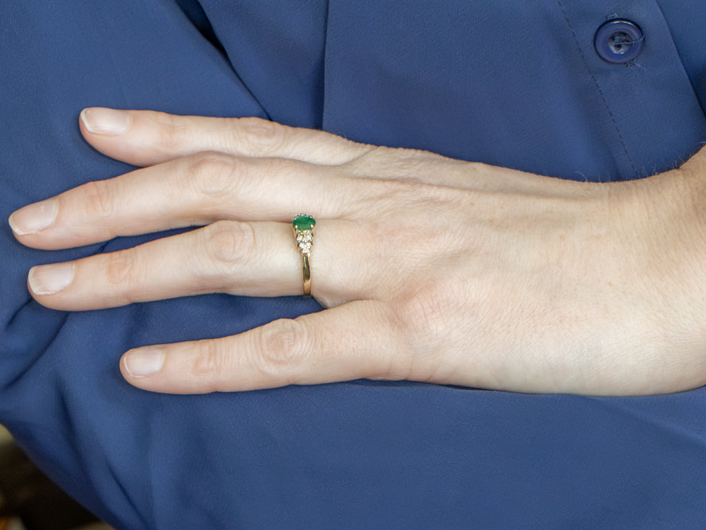 Emerald Diamond and Yellow Gold Engagement Ring